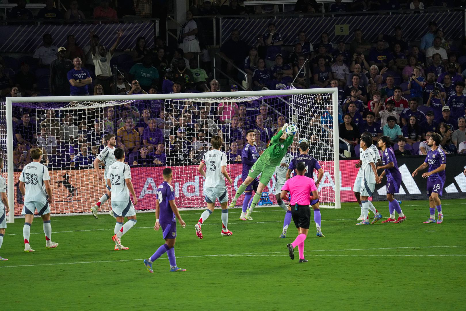 Chris Brady makes a save against Orlando City on May 31, 2025