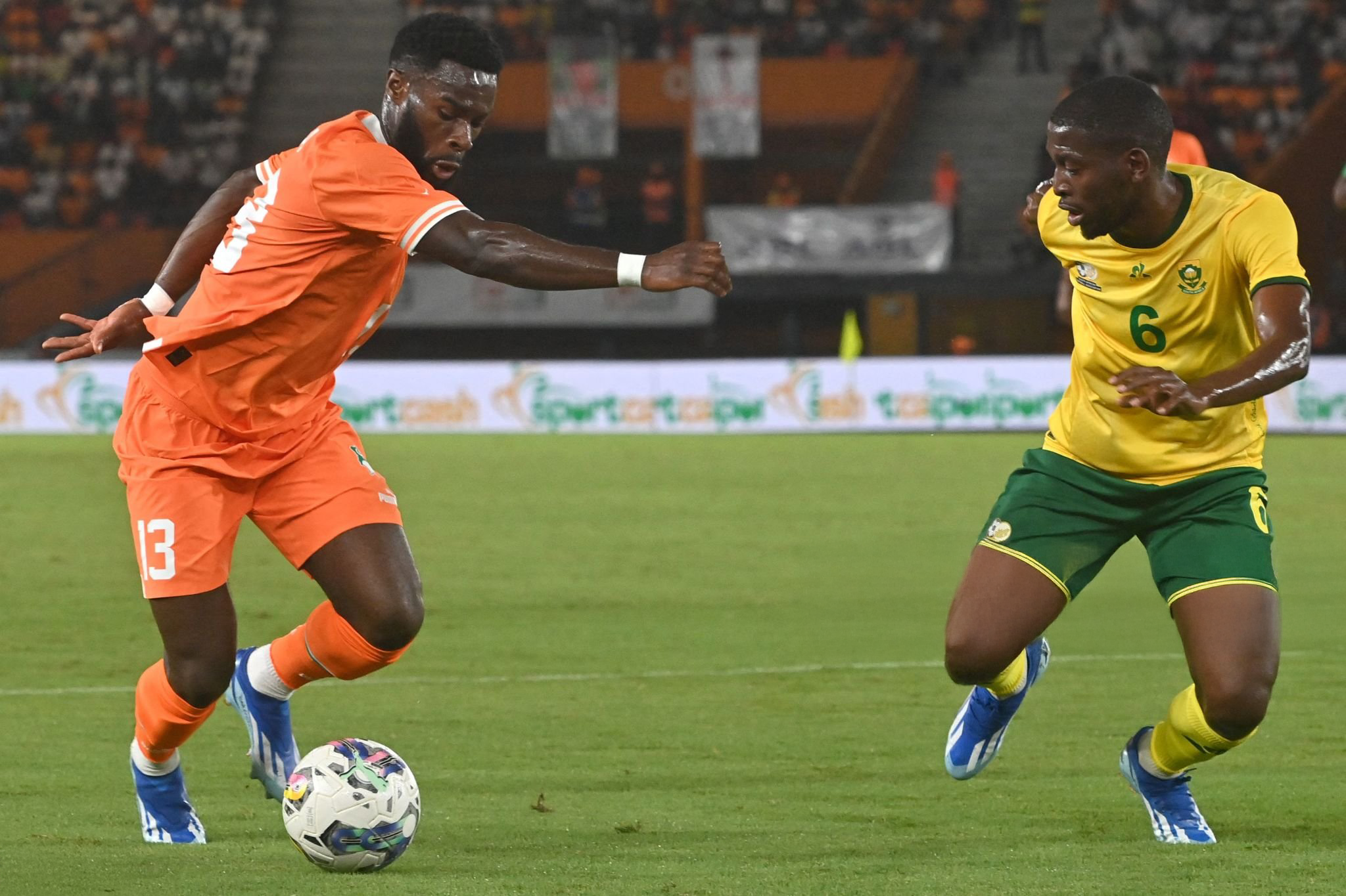 Jonathan Bamba in a friendly against South Africa.