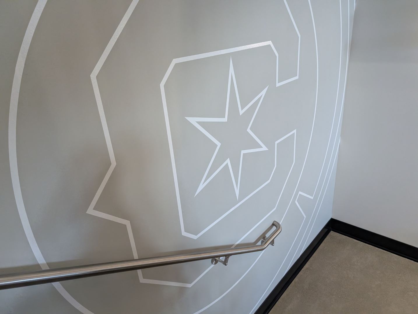 Chicago Fire logo as seen from stairs of the Endeavor Health Performance Center on March 3, 2025