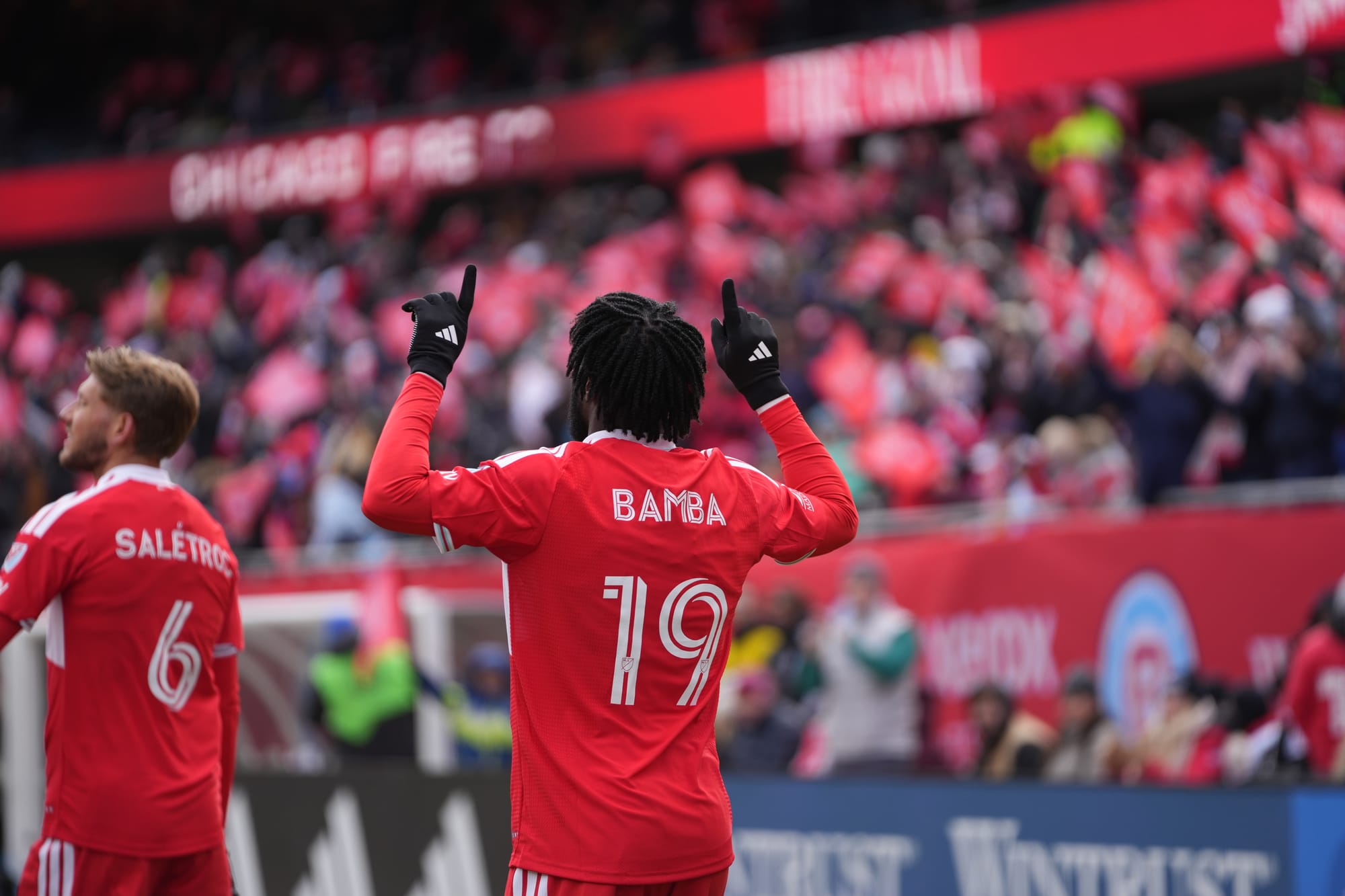 Jonathan Bamba celebrates his goal against CF Montréal in MLS.