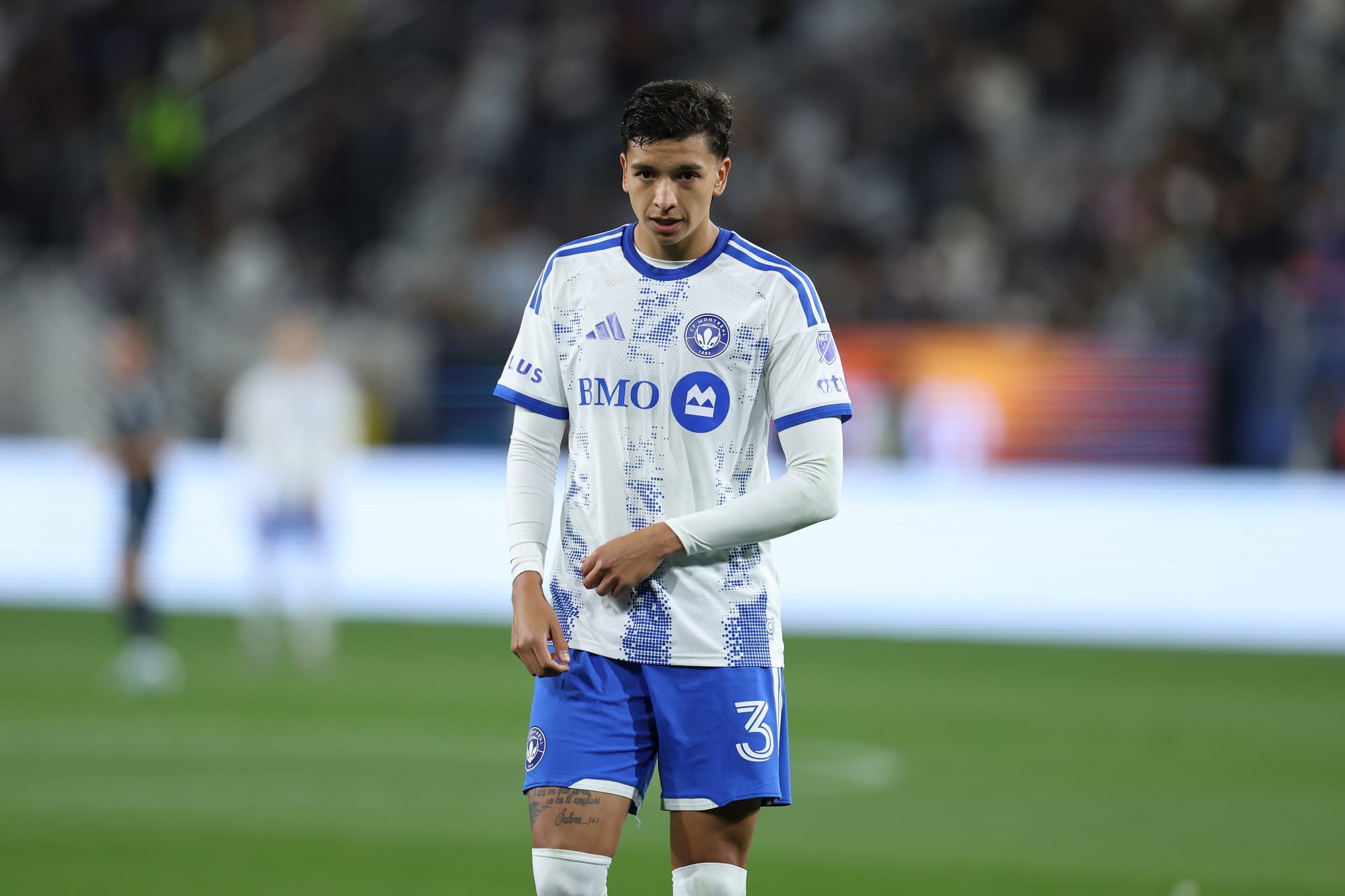 Feb 21, 2026; San Diego, California, USA; CF Montréal defender Tomás Avilés (3) recieves a red card during the second half against the San Diego FC at Snapdragon Stadium. Mandatory Credit: Abe Arredondo-Imagn Images
