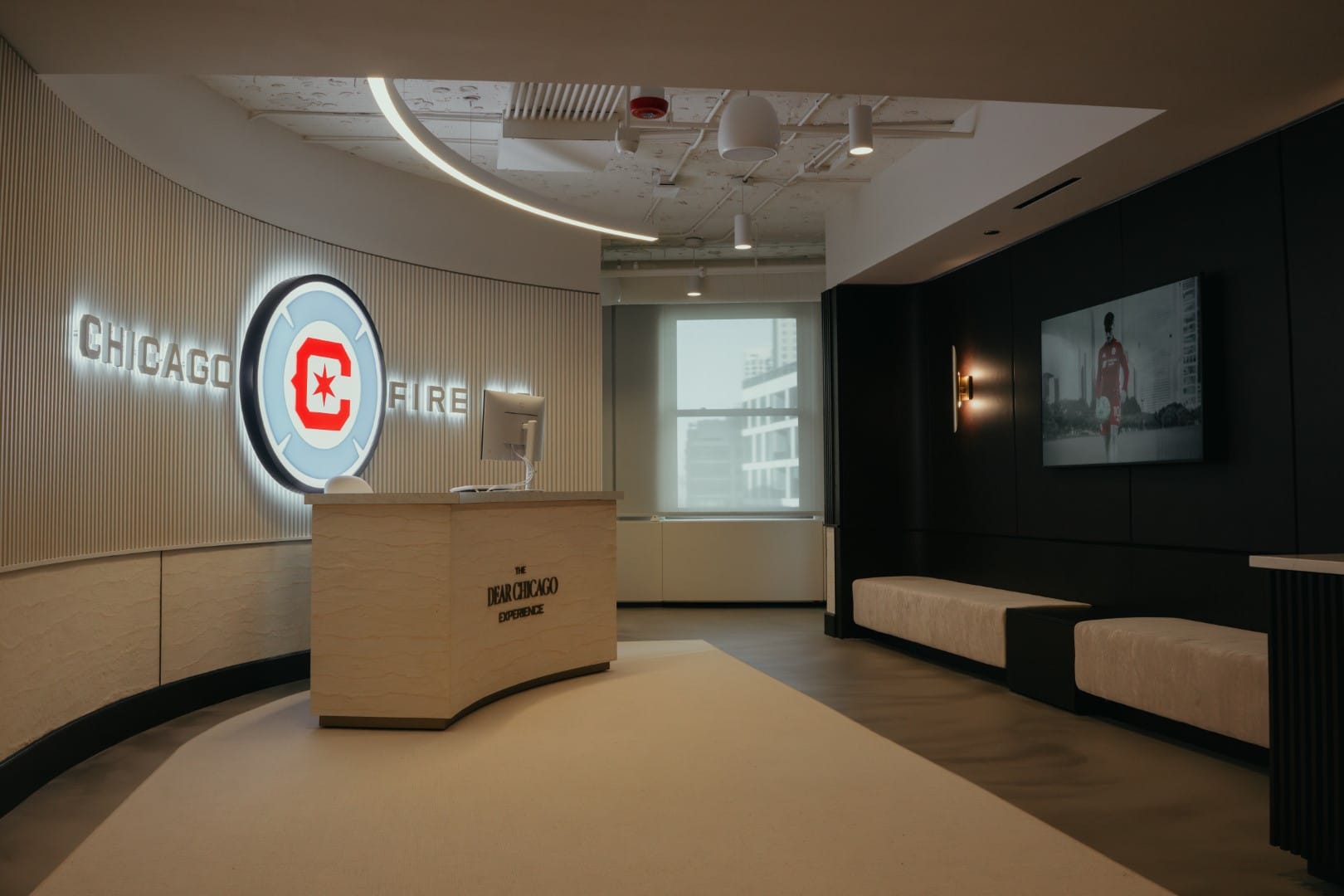 Lobby of Dear Chicago experience center in the Wrigley Building