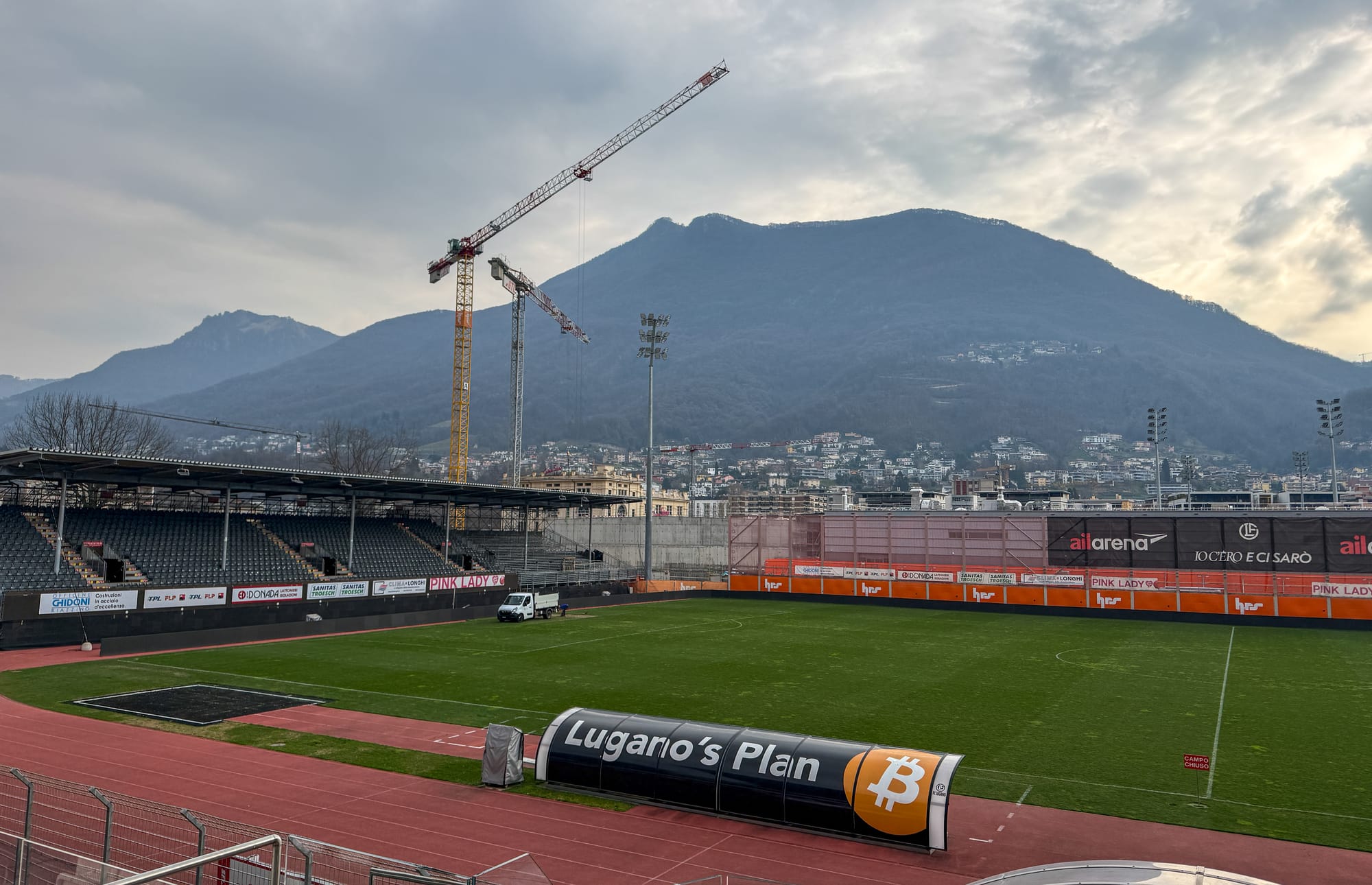 The interior of the Stadio Cornaredo in Lugano, Switzerland.