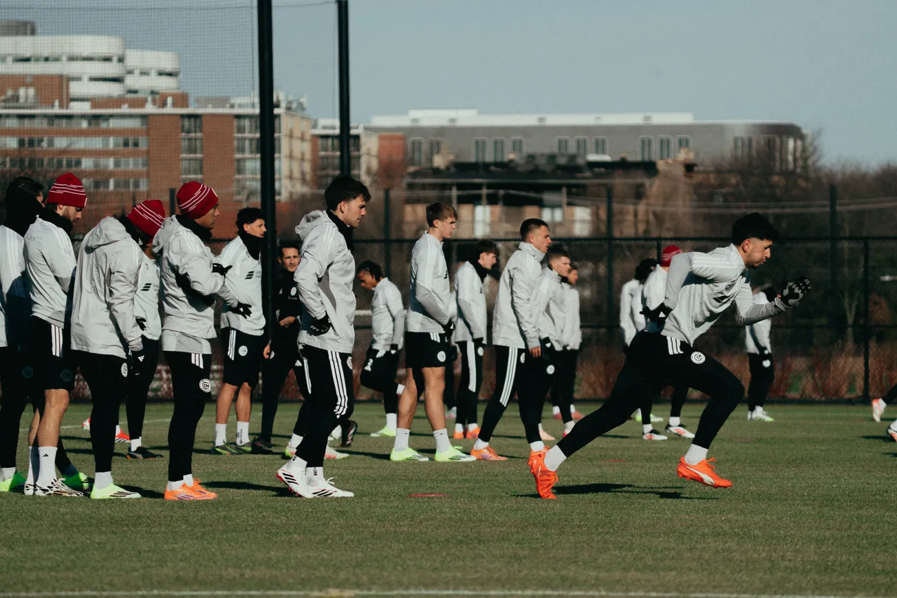 Chicago Fire players during training on January 13, 2026.