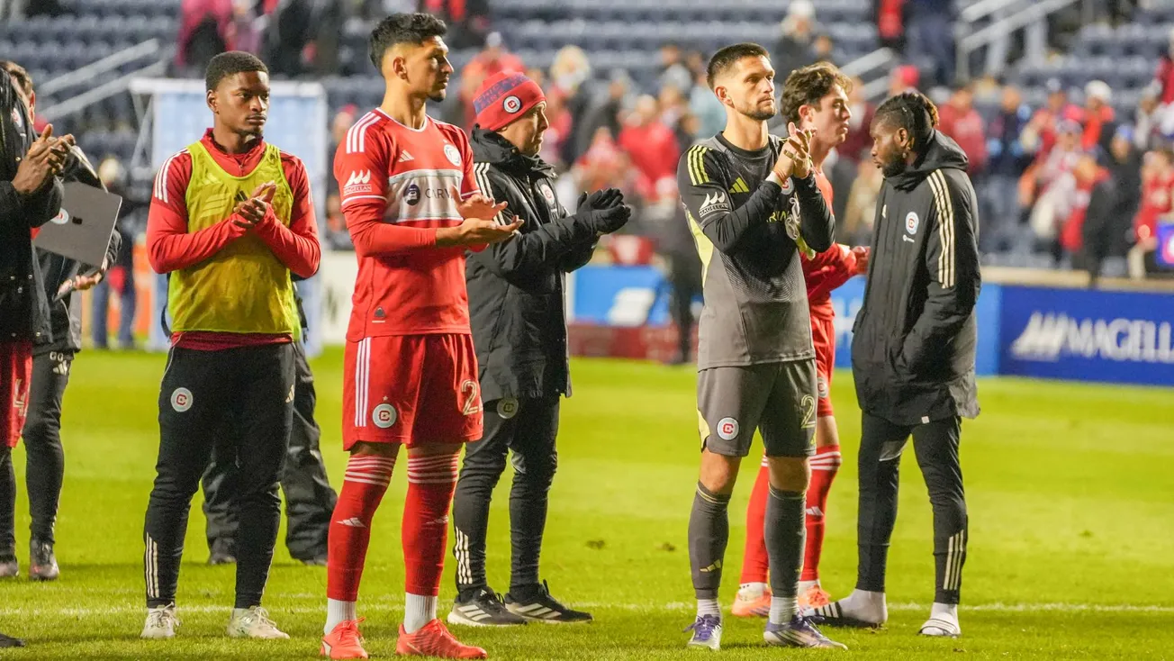 Chicago Fire players thank supporters after the team's 3-0 loss to Philadelphia on November 1, 2025