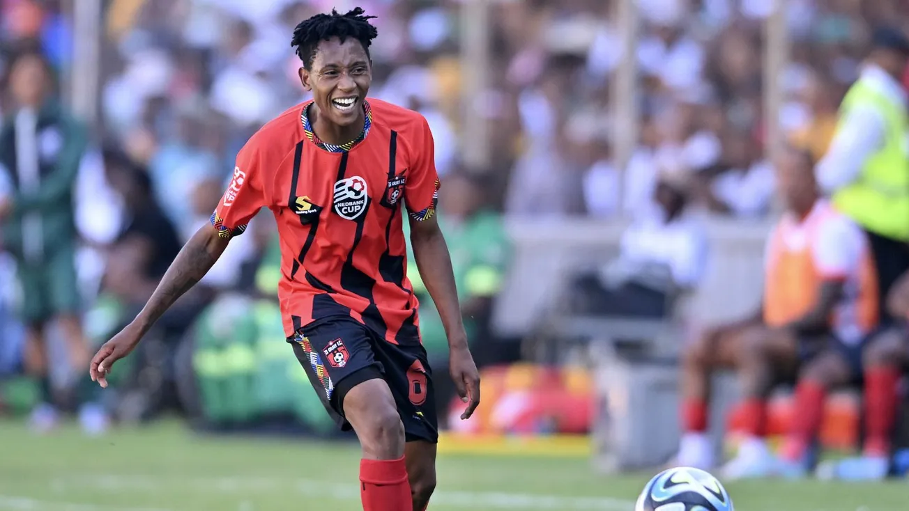 Puso Dithejane in action for TS Galaxy FC in the South African PSL. He is joining the Chicago Fire of MLS.